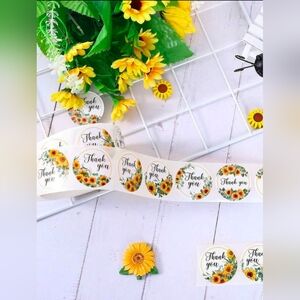 500pcs 1inch Sunflower Thank You Stickers